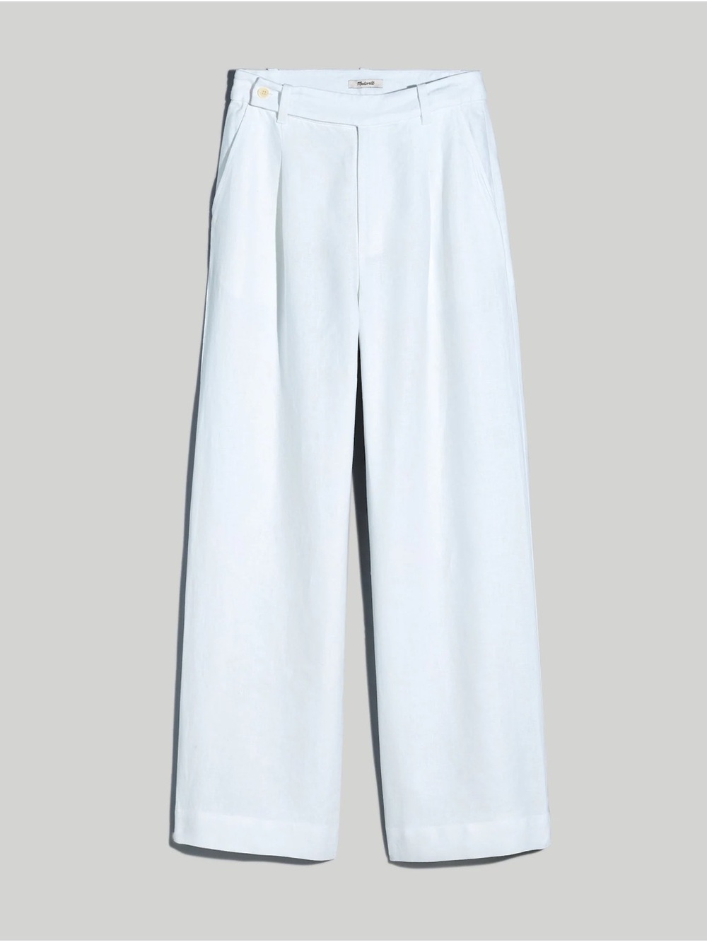 Madewell Harlow Wide-Leg White Linen Pants, size 8